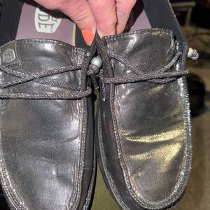 Hey Dude Black and Silver Loafers